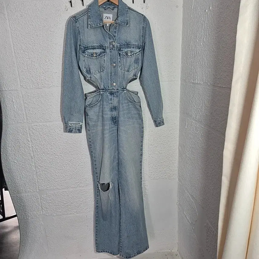 [BUNJANG] Zara Cutout Denim Jumpsuit / 자라 데님 컷아웃 점프수트