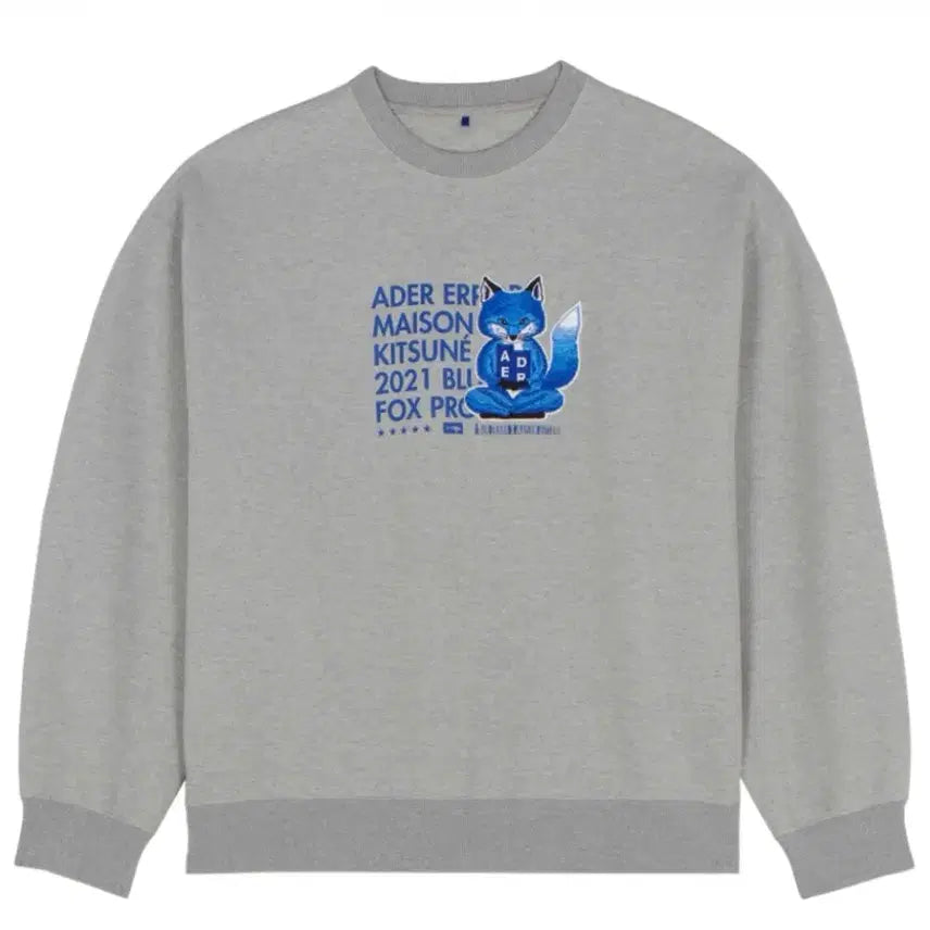 [BUNJANG] Maison Kitsuné x ADER Error Meditation Fox Sweatshirt Grey / 메종 키츠네 x 아더에러 메디테이션 폭스 맨투맨 그레이