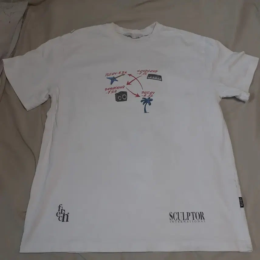 [BUNJANG] FETCh x Sculptor Tour Short Sleeve T-Shirt White / 페치선데이 스컬프터 투어 반팔티 화이트