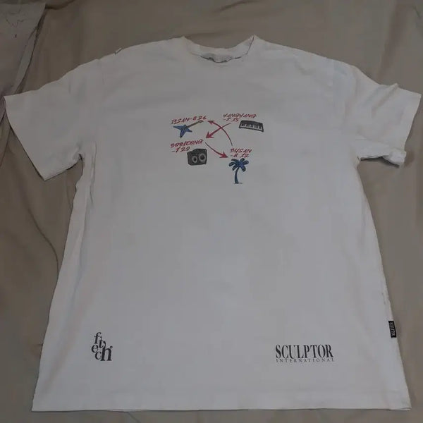 [BUNJANG] FETCh x Sculptor Tour Short Sleeve T-Shirt White / 페치선데이 스컬프터 투어 반팔티 화이트