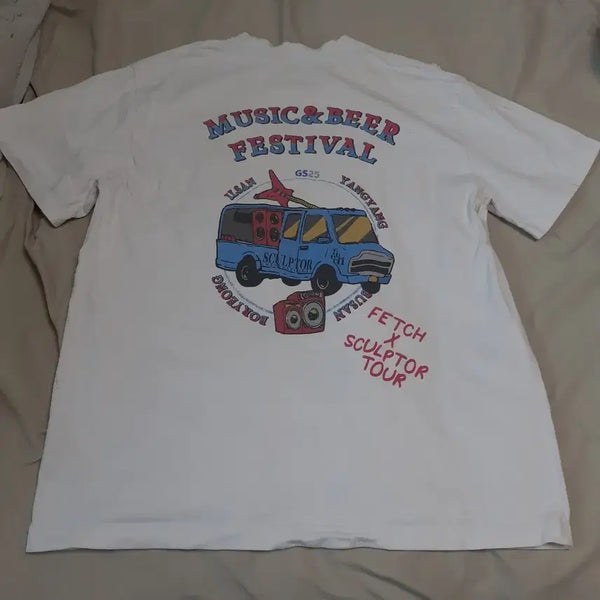 [BUNJANG] FETCh x Sculptor Tour Graphic T-Shirt White L / 페치선데이 스컬프터 투어 반팔티  화이트(뒷면)