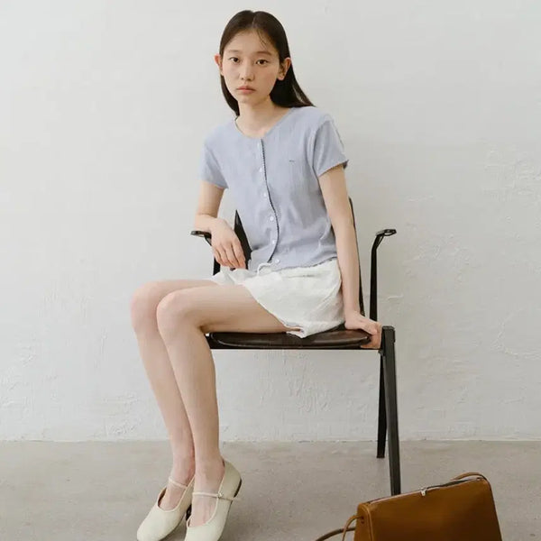 [BUNJANG] URAGO Eyelet Half Sleeve Cardigan / 유라고 가디건 eyelet half sleeve cardigan