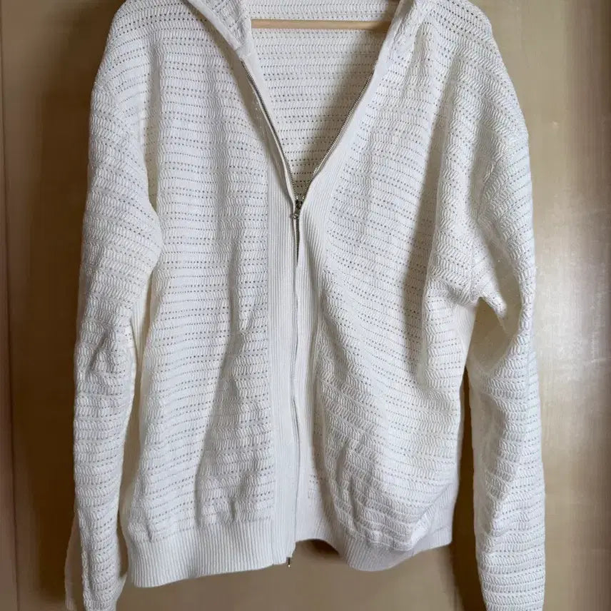 [BUNJANG] Time Homme 26SS Sample Eyelet Hooded Zip-Up White Size 100 / 타임옴므 26ss 샘플 아일렛 후드집업 화이트 100