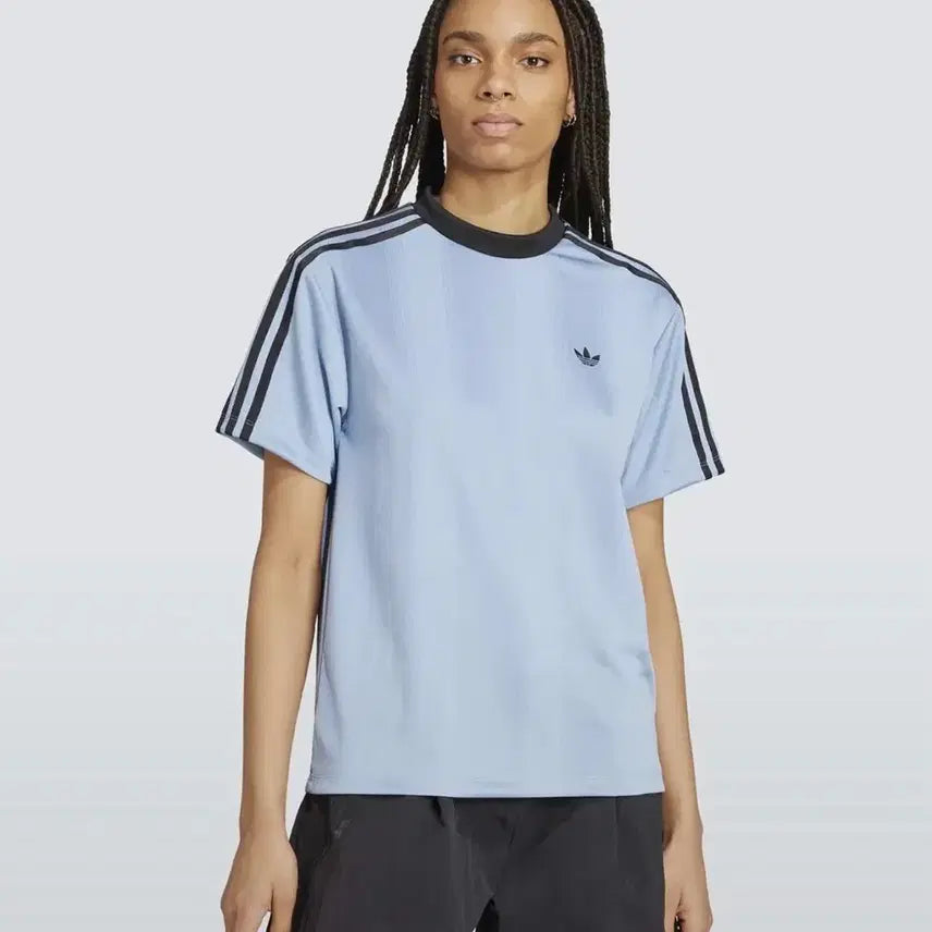 [BUNJANG] Adidas Football Jacquard Tee Ash Blue / 아디다스 풋볼 자카드 티 애쉬블루