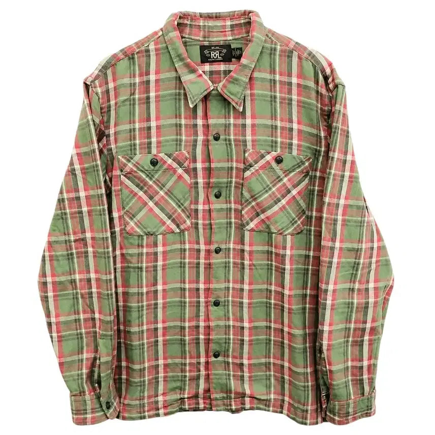[BUNJANG] RRL Plaid Twill Cotton Camp Shirt / 더블알엘 플레이드 트윌 코튼 캠프셔츠