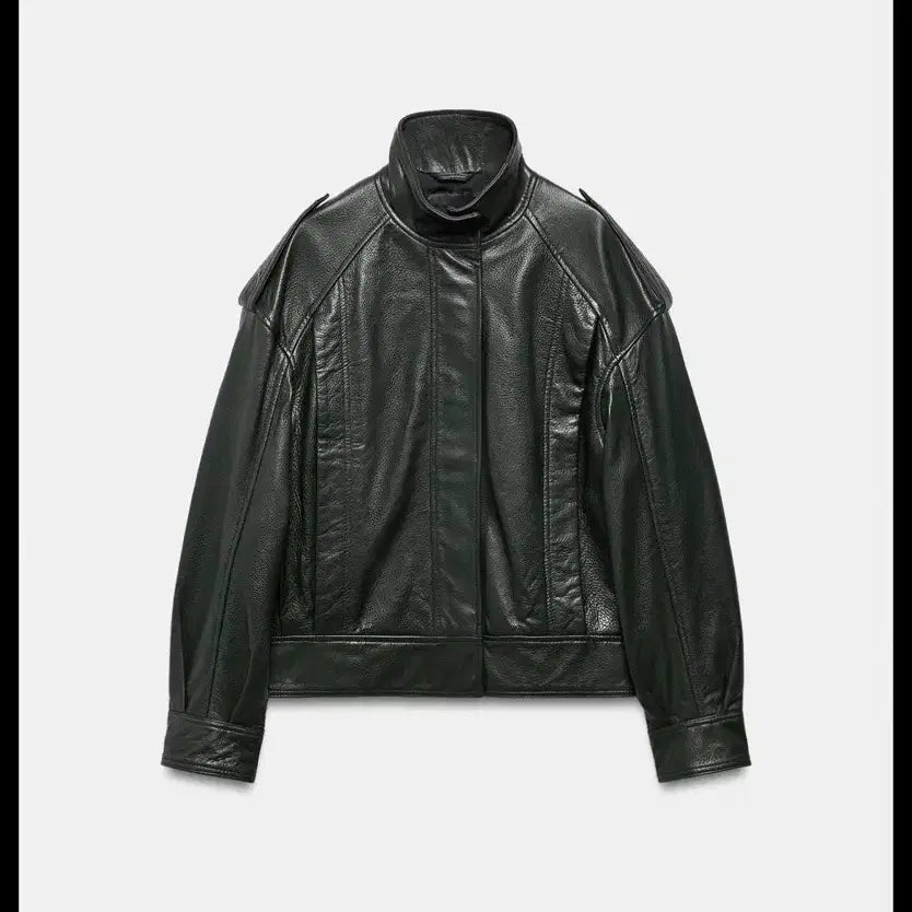 [BUNJANG] ZARA Women's Leather Bomber Jacket - ZW Collection Limited Edition / S(KR 55) 자라 여성 가죽 봄버 자켓 ZW 컬렉션 리미티드 에디션