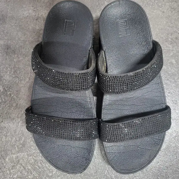 [BUNJANG] Fitflop Black Cubic Embellishment Sandals / 핏플랍 샌들 블랙 큐빅 장식