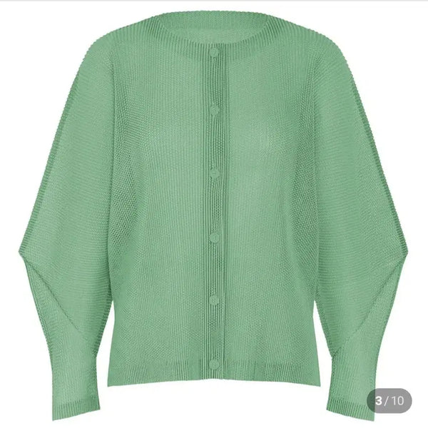 [BUNJANG] August Pleats Tatami Cardigan Green / 8월 플리츠 타타미 가디건 그린 새상품