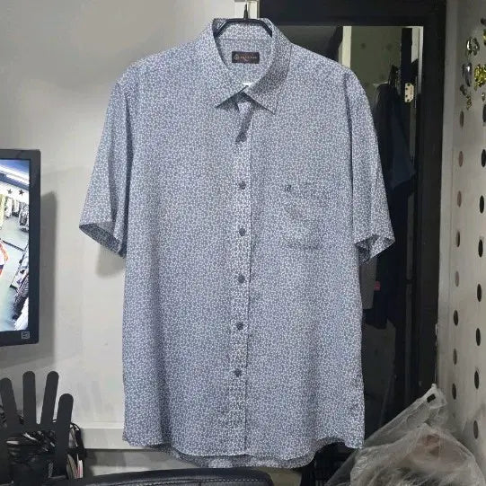 [BUNJANG] Bruno Baffi Men's Short Sleeve Shirt 105 Light Blue / 020) 브루노바피 105사이즈 남성 반팔 셔츠
