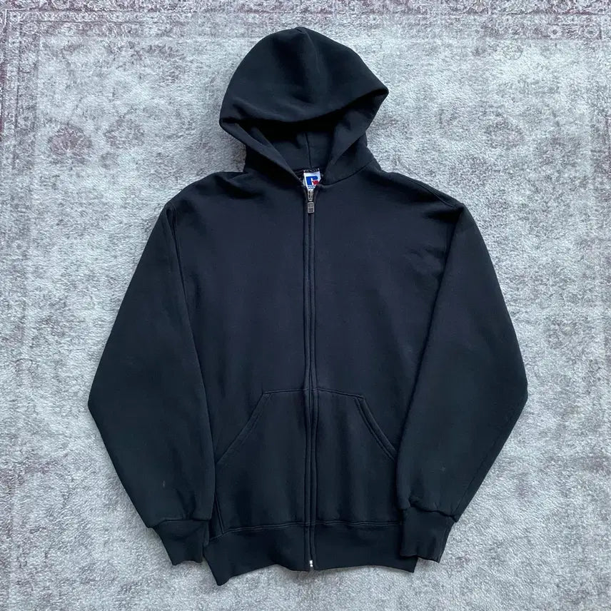 [BUNJANG] 90s Russell Athletic Hooded Zip-Up Sweatshirt Black / (M) 90s 빈티지 러셀 후드집업 블랙