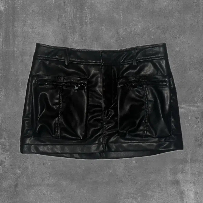 [BUNJANG] Vintage Leather Cargo Skirt / 빈티지 레더 카고 스커트