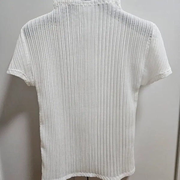 [BUNJANG] Le917 White Pleats Blouse + Shawl Scarf Set / 르917 신상 화이트플리츠 블라우스+숄머플러 세트