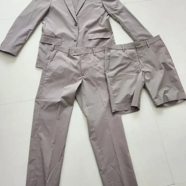 [BUNJANG] Uniqlo Beige Setup Jacket, Long Pants, Shorts Set / 유니클로 베이지 셋업 + 쇼트바지