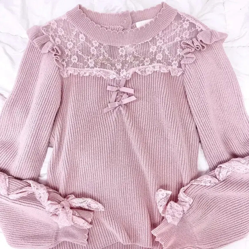 [BUNJANG] Evelyn Knit Blouse / 리즈리사 니트 블라우스 양산형 지뢰계 스나계 에블린 시크릿허니 로지타 노에미 마즈 앙크루즈