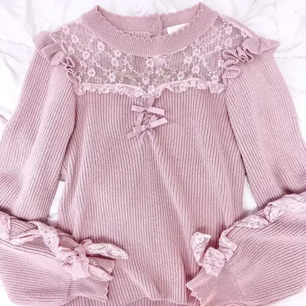 [BUNJANG] Evelyn Knit Blouse / 리즈리사 니트 블라우스 양산형 지뢰계 스나계 에블린 시크릿허니 로지타 노에미 마즈 앙크루즈