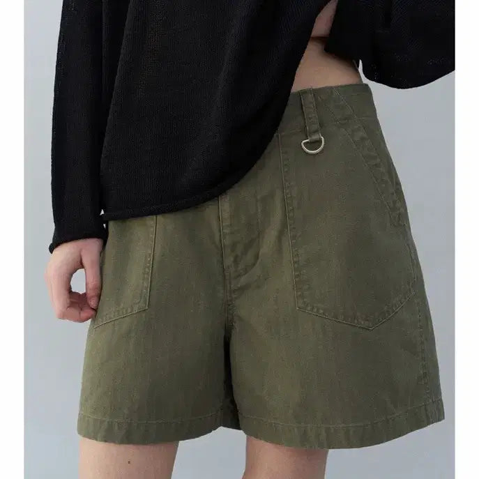 [BUNJANG] Burdana Work Herringbone Shorts Khaki M / 버다나 워크 헤링본 쇼츠 카키 m