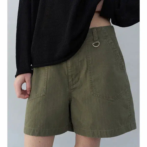 [BUNJANG] Burdana Work Herringbone Shorts Khaki M / 버다나 워크 헤링본 쇼츠 카키 m