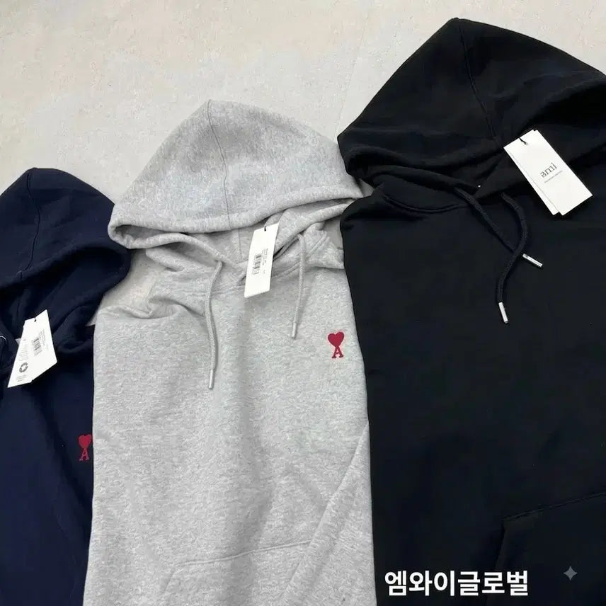 [BUNJANG] AMI Paris Ami Small Logo Heart Hoodie / QR정품/무료배송) 아미 스몰로고 하트 후드티 , 블랙 그레이 네이비