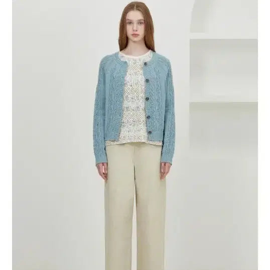 [BUNJANG] Thursday Island Crochet Round Neck Cardigan / 써스데이아일랜드 크로쉐 라운드넥 가디건