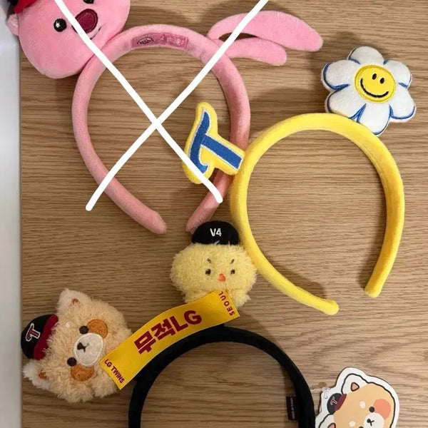[BUNJANG] LG Twins Zanmang Luffy x Wiggle Wiggle Recci Headband / lg 엘지트윈스 잔망루피 위글위글 레시 머리띠