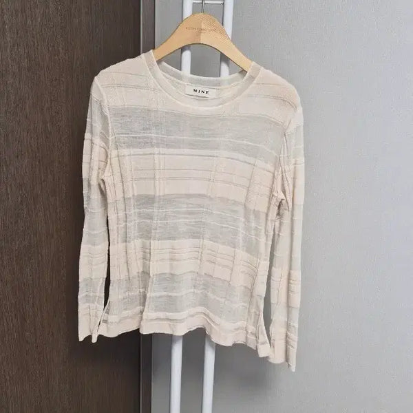 [BUNJANG] MINE Summer Long-Sleeve Knit Cream (Size 55) / 마인MINE (55) 비침있는썸머긴팔니트 크림색