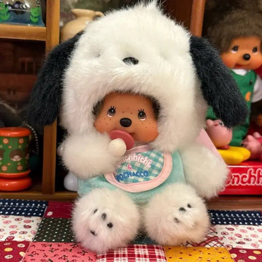[BUNJANG] Sanrio Pochacco x Monchhichi Doll / 고전 산리오 콜라보 시리즈 포차코 몬치치 인형 정품