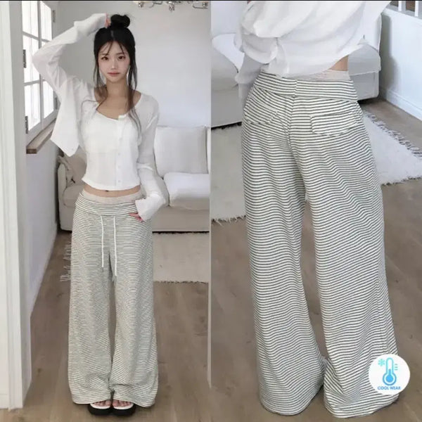 [BUNJANG] Hidden Banding Stripe Wide Pants / (히든밴딩) 핀터st 허얇골넓 체형커버 스트라이프와이드팬츠