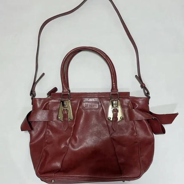 [BUNJANG] JIGOTT Leather Shoulder Tote Bag Burgundy / JJ JIGOTT 가방 숄더백 토트백 와인색