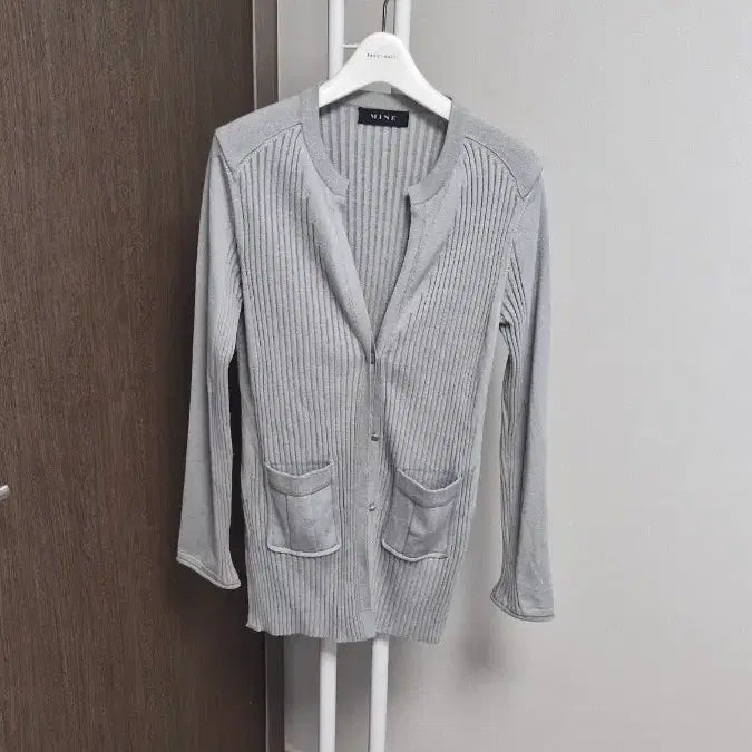 [BUNJANG] MINE Ribbed Knit Cardigan - Grey / 마인MINE (90)간절기골지니트가디건 그레이