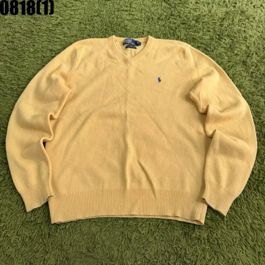 [BUNJANG] Polo Ralph Lauren Yellow Knit Cardigan M / 폴로 랄프로렌 니트 가디건 옐로우 M