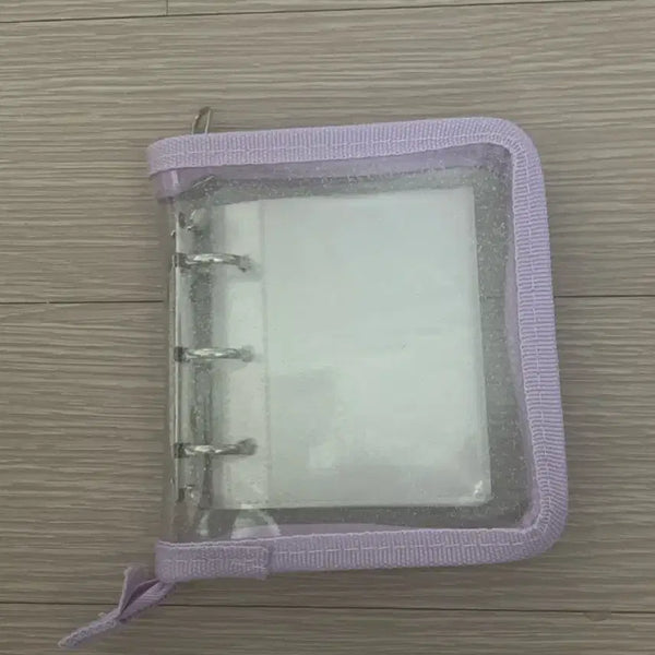 [BUNJANG] 3-Ring Purple Glitter Zipper Photocard Binder / 3공 보라 투명 글리터 지퍼 포카 바인더