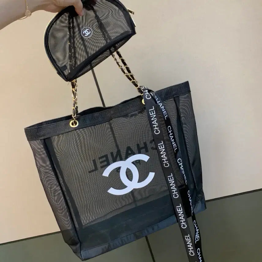[BUNJANG] Chanel Beauty Mesh Tote Bag and Pouch Set / 샤넬 뷰티 메쉬 토트백과 파우치 세트