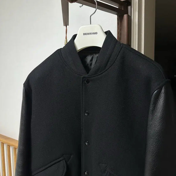 [BUNJANG] Brown Yak Varsity Jacket Black Size 3 / 브라운야드 바시티자켓 블랙 - 3