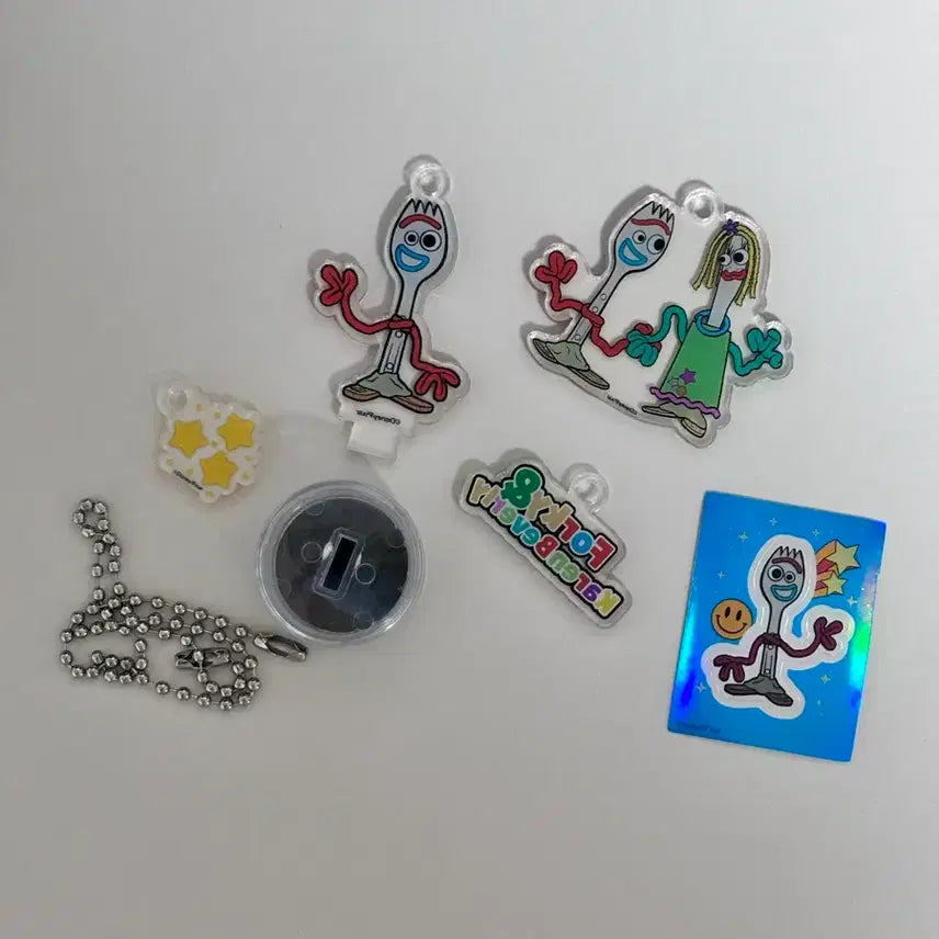[BUNJANG] Secret Toy Story Forky Stamp Keyring Sticker Bundle Set / 일괄) 시크릿 토이스토리 포키 스탬프 키링 스티커