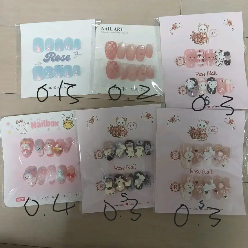 [BUNJANG] Handmade Nail Tips - Long, Character, Gemstone, Size S / 롱,캐릭터,보석 수제 네일팁 s사이즈