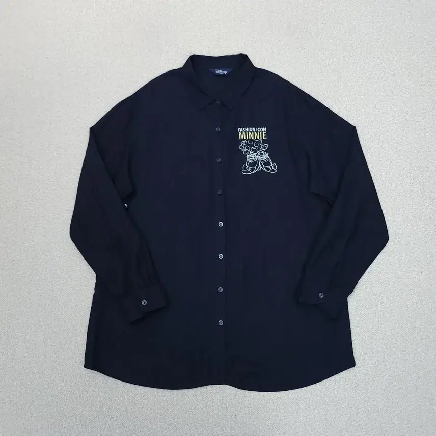 [BUNJANG] Disney Linen Long Sleeve Shirt Navy / (105)디즈니 여성 마 린넨 셔츠 긴팔 남방 루즈핏 네이비 W4789