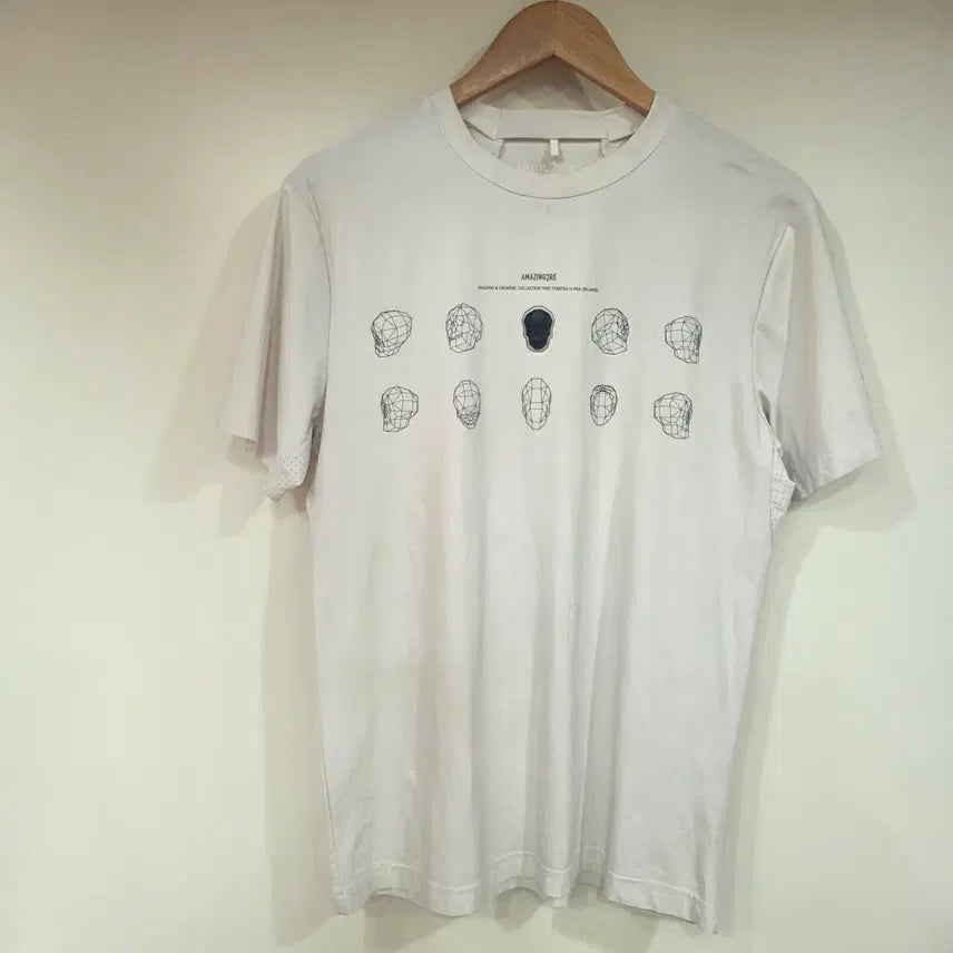 [BUNJANG] Amazingcree Graphic T-Shirt White / 어메이징크리 그래픽 반팔티 화이트 95