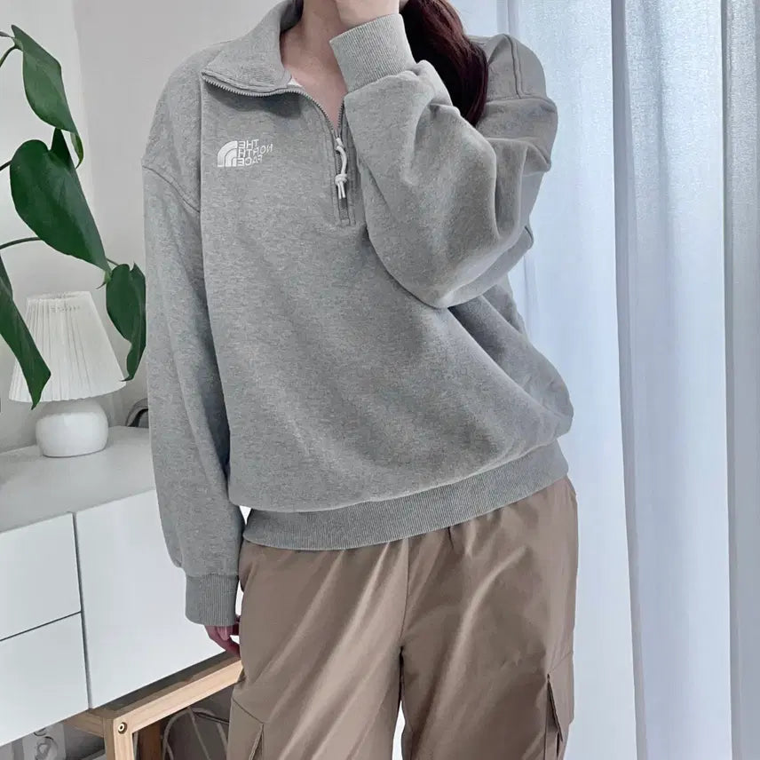 [BUNJANG] The North Face Grey Half-Zip Pullover L / 노스페이스 그레이 반집업 [ L ]