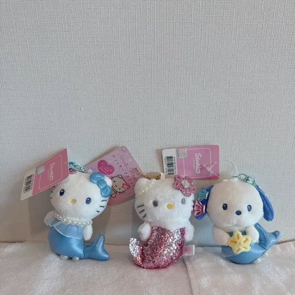 [BUNJANG] Sanrio Mermaid Theme Kitty & Pochacco Doll Keyring Bundle Set / 산리오 인어 테마 키티 포차코 인형 키링 3종 일괄 (새상품)