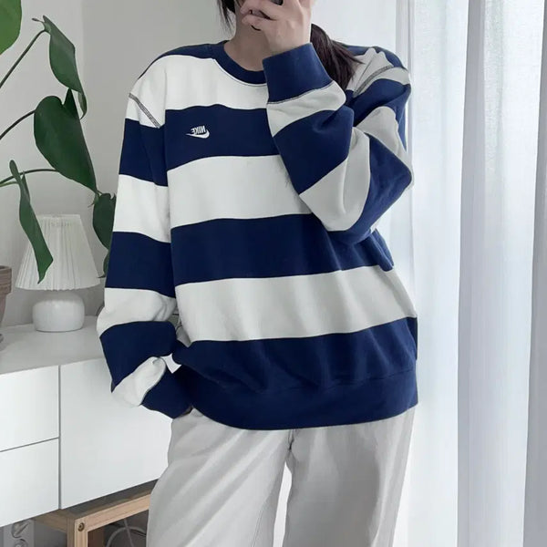 [BUNJANG] Nike Navy White Striped Sweatshirt XXL / 나이키 네이비화이트 단가라 맨투맨 [ XXL ]