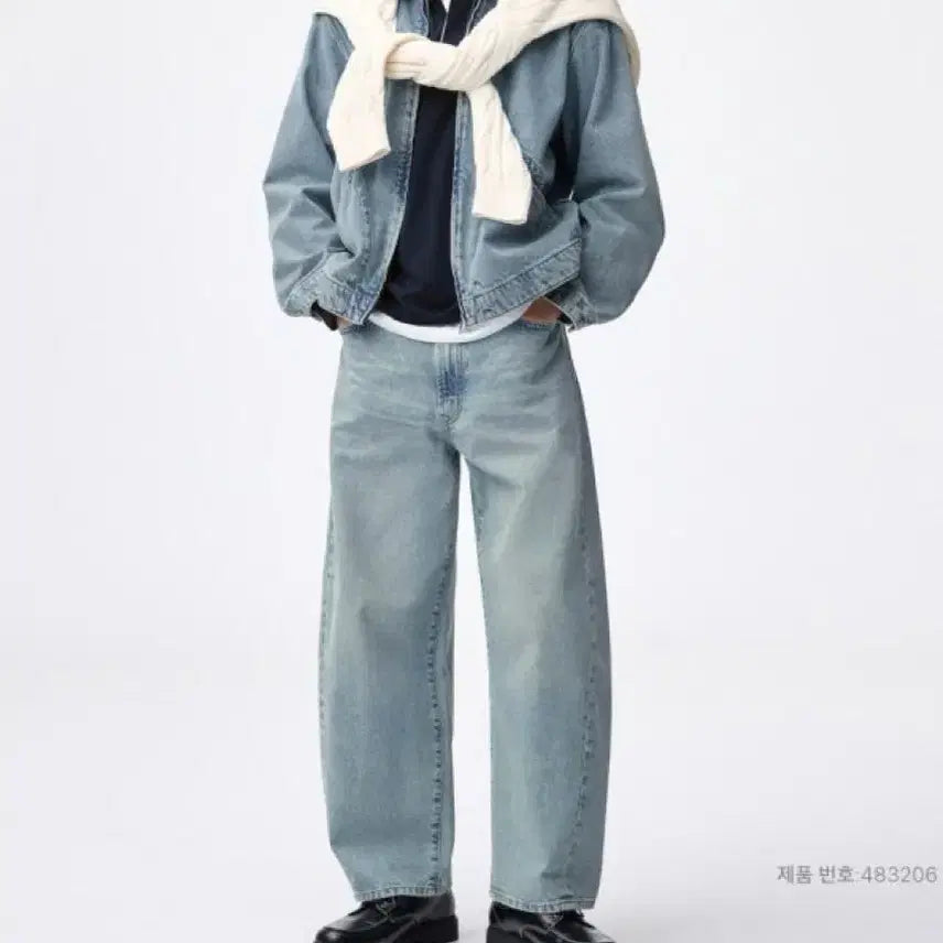 [BUNJANG] GU Barrel Leg Pants 32 Light Blue Denim / Gu 배럴 레그 팬츠 진 32 연청블루