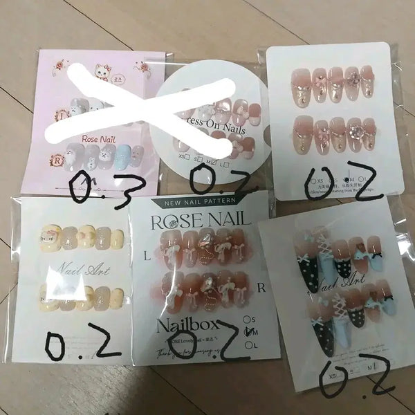 [BUNJANG] Handmade Character Gemstone Nail Tips - Medium Size / 롱,캐릭터,보석 수제 네일팁 M사이즈