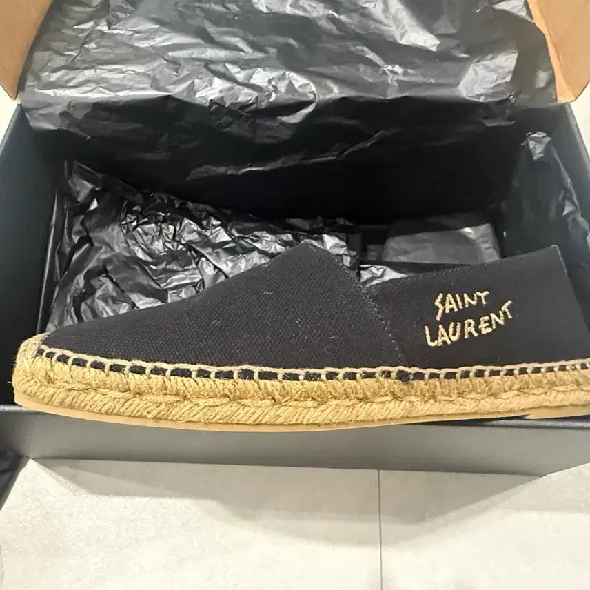 [BUNJANG] Saint Laurent Espadrilles Black Leather Size 41 (260mm) / 생로랑 에스파듀 6059511P2101000 / 41사이즈(260mm)