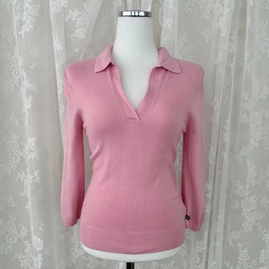 [BUNJANG] Polo Jeans Slim Fit Collar Knit Pink / S) 폴로진스 슬림핏 카라 니트 핑크
