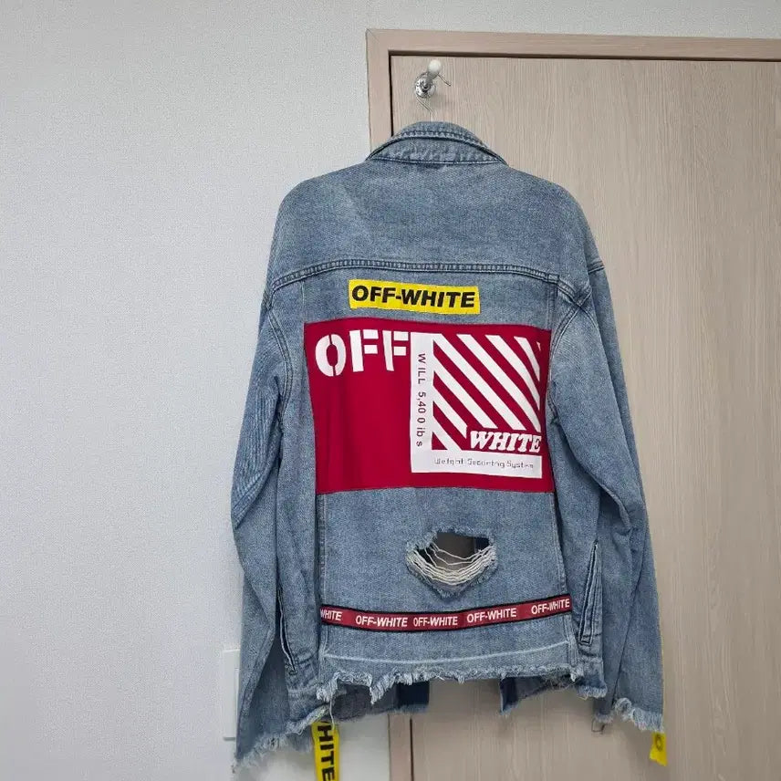 [BUNJANG] Off-White Distressed Denim Jacket XL / 남성 오프화이트 데님 자켓 XL