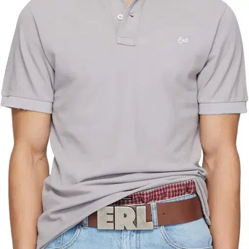 [BUNJANG] ERL Logo Grey Polo S / [새상품] ERL 로고 그레이 폴로  S