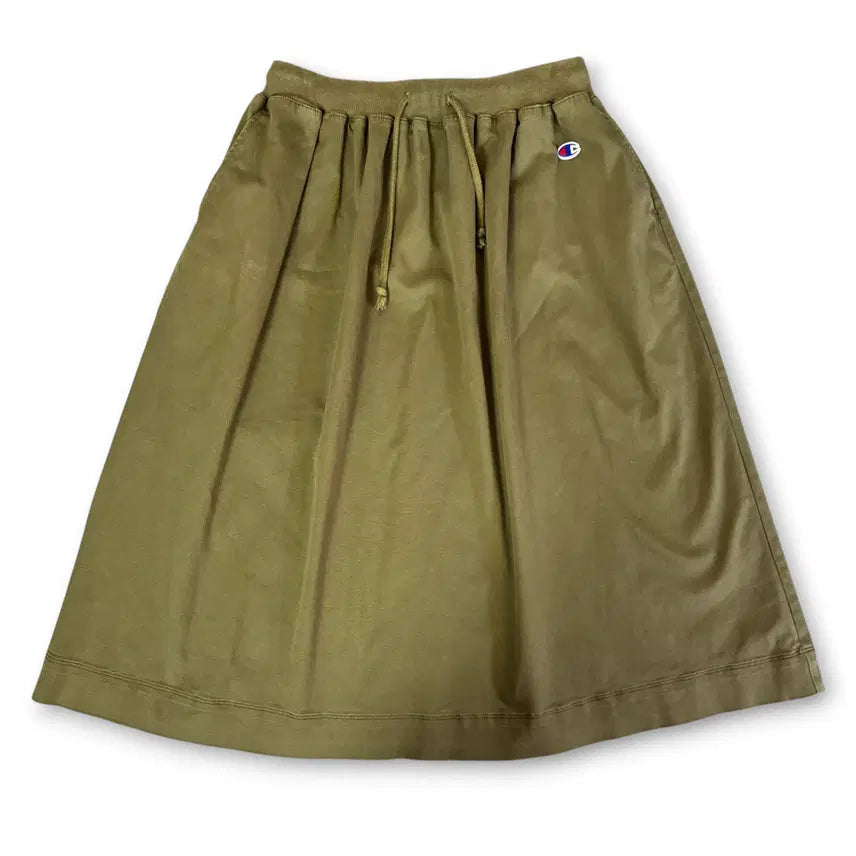 [BUNJANG] Champion Banding Khaki Cotton Midi Skirt M / JPN 챔피온 밴딩 카키 코튼 미디 스커트 M