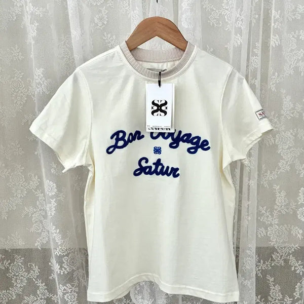 [BUNJANG] S'eetter Woman Logo Embroidered Voyage T-shirt Ivory / S) 새상품 세터 우먼 로고 자수 보야지 반팔 티셔츠 아이보리