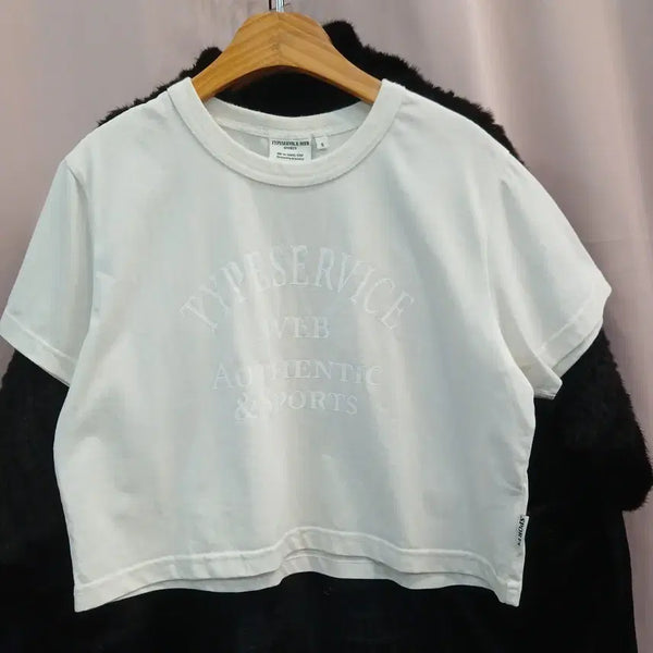 [BUNJANG] Type Service Basic Logo Short Sleeve T-Shirt White / 타입서비스 반팔 티셔츠 화이트