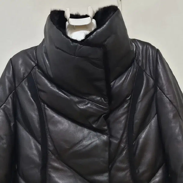 [BUNJANG] Women's 85 Genuine Lambskin & Mink Fur Down-Filled Coat / 밍크배색양가죽코트/오리털충전재/가벼운/깨끗한/정품/여성85